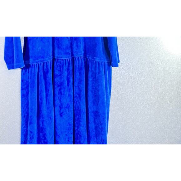 Vtg Liz Claiborne Elizabeth Plus 3 Velour Dress Long Sleeve Drop Waist - Picture 4 of 6